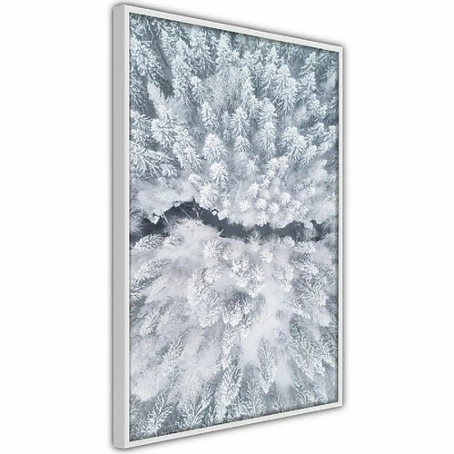 Paris Prix Affiche Murale Encadrée Winter Forest From a Bird's Eye View 20 x 30 cm Blanc