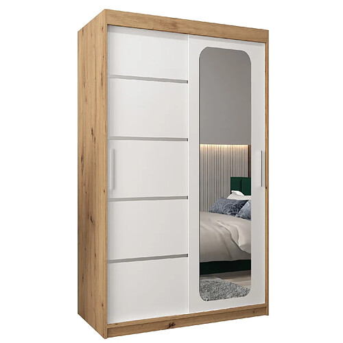 Abiks Meble Armoire PROMO V2 À Portes Coulissantes 200/120/62 2 Portes (Artisan/Blanc)