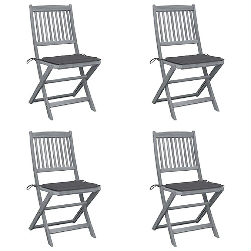 Maison Chic Lot de 4 Chaises pliables d'extérieur avec coussins | chaises de jardin | Fauteuil Relax Bois d'acacia -GKD86396