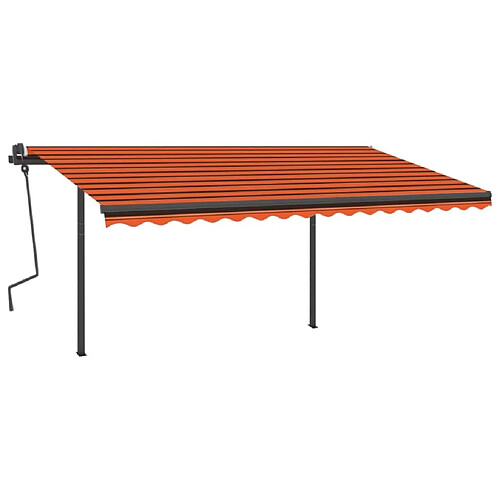 Maison Chic Auvent manuel rétractable,Store manuel de porte avec LED 4x3,5 m Orange et marron -GKD46945