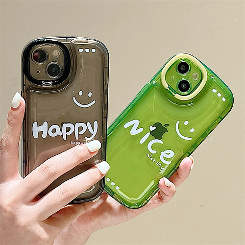 GUPBOO Étui pour iPhone13 Lettres souriantes transparentes étui de téléphone portable simple créatif de niche