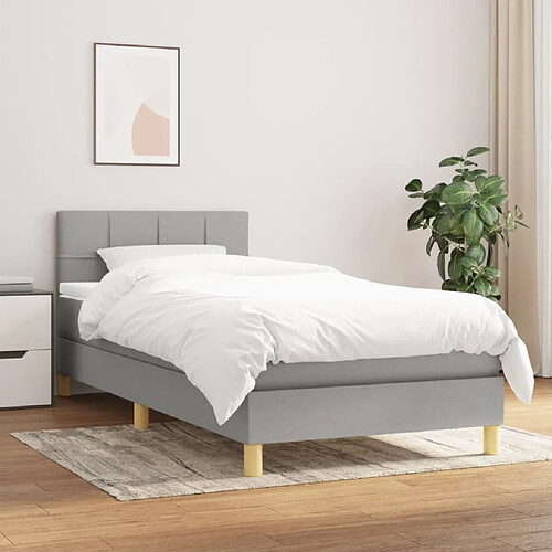 Maison Chic Lit Adulte - Lit simple Lit à sommier tapissier et matelas moelleux - Meuble de Chambre - Gris clair 90x190 cm Tissu -MN75166