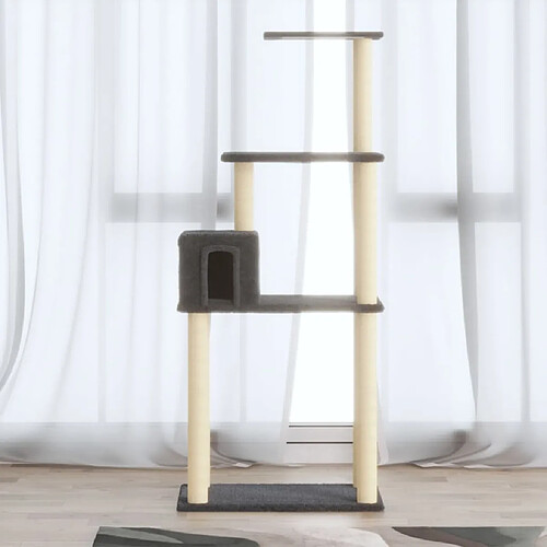 vidaXL Arbre à chat avec griffoirs en sisal Gris foncé 147 cm