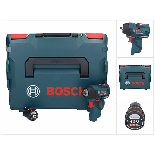 Bosch GDS 12V-115 Boulonneuse sans-fil avec Porte-outils Carré mâle de 3/8" en Coffret L-Boxx + 1x Batterie 3,0 Ah - sans Chargeur