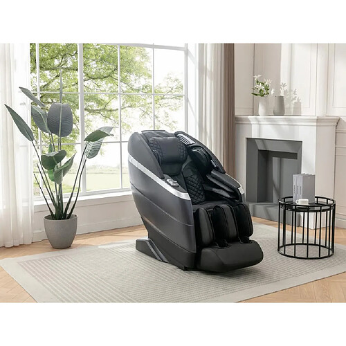 Vente-Unique Fauteuil massant en simili - Commande vocale - Système zéro gravité - Noir - ULAP