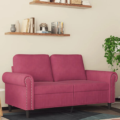 vidaXL Canapé à 2 places Rouge bordeaux 120 cm Velours