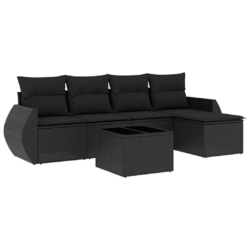 Maison Chic Salon de jardin 6 pcs avec coussins | Ensemble de Table et chaises | Mobilier d'Extérieur noir résine tressée -GKD74126