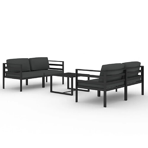 Maison Chic Ensemble de 5 Tables et chaises d'extérieur avec coussins,Salon de jardin Aluminium Anthracite -GKD153986