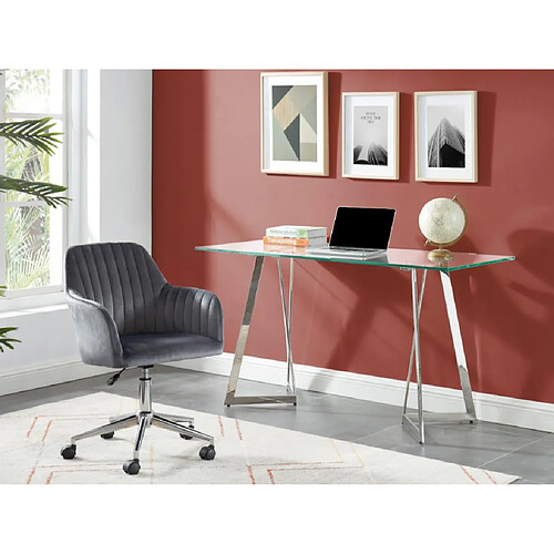 Vente-Unique Chaise de bureau - Velours - Gris - Hauteur réglable - ELEANA