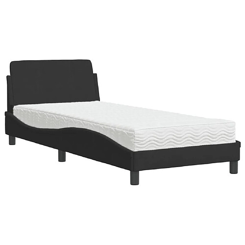 Vidaxl Lit avec matelas noir 80x200 cm velours