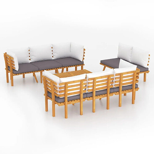 Maison Chic Salon de jardin 8 pcs + coussins - Mobilier/Meubles de jardin - Table et chaises d'extérieur Bois d'acacia solide -MN68944