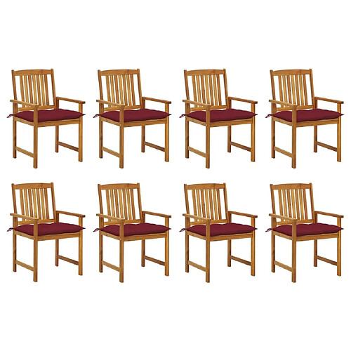 Maison Chic Lot de 8 Chaises de jardin avec coussins | chaises d'extérieur | Fauteuil Relax Bois d'acacia solide -GKD71941