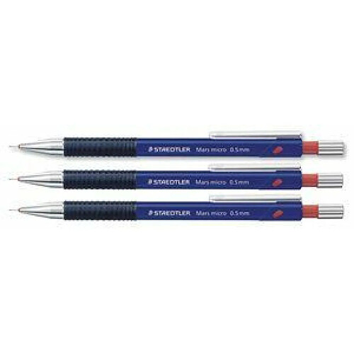 Promark Staedtler Micro 775 Porte-mine technique 0,5 mm rechargeable Corps plastique Bleu grip caoutchouc Lot de 10