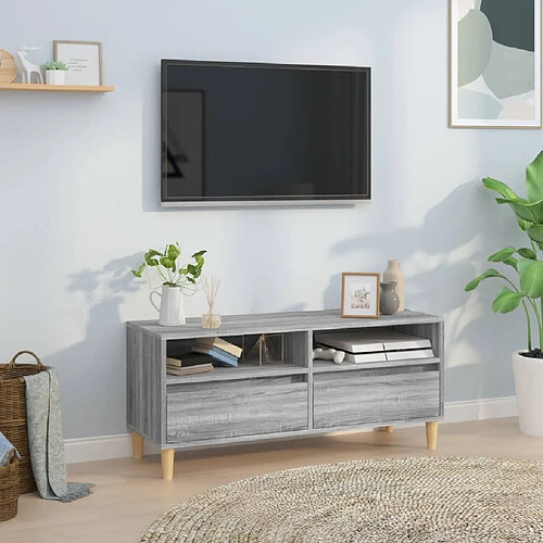 Maison Chic Meuble TV scandinave gris - Banc TV pour salon Sonoma 100x34,5x44,5 cm bois d'ingénierie -MN36948