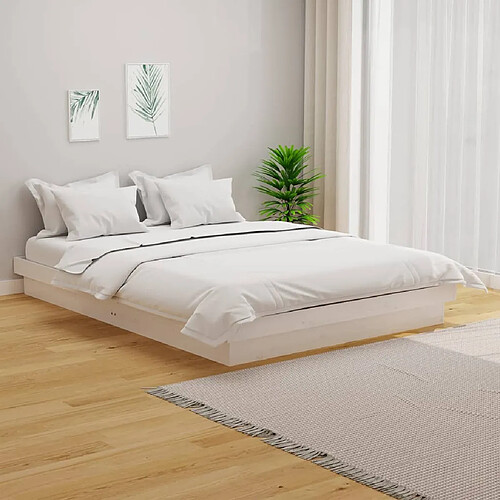 vidaXL Cadre de lit sans matelas blanc bois massif