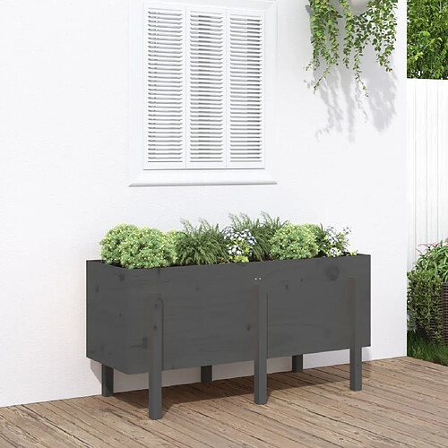 vidaXL Lit surélevé de jardin gris 121x50x57 cm bois de pin massif