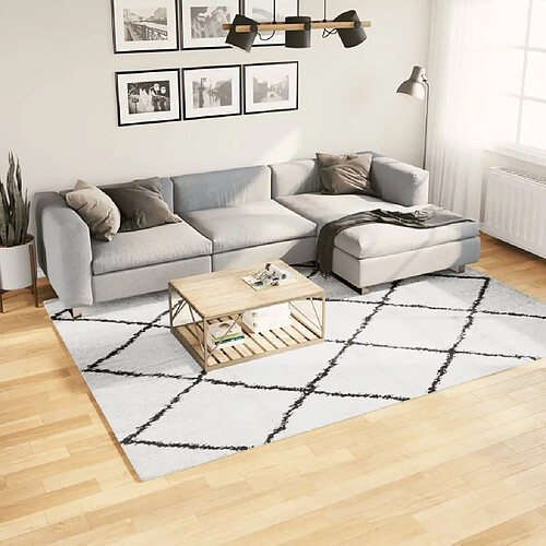 vidaXL Tapis shaggy à poils longs moderne crème et noir 200x280 cm