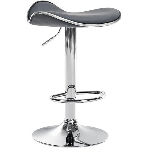 Decoshop26 Tabouret de bar x1 assise ergonomique en PVC gris pied en trompette en métal aspect chromé 10_0005381