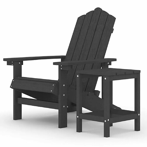 Maison Chic Chaise de jardin avec table - Fauteuil d'extérieur Adirondack PEHD Anthracite -MN70947