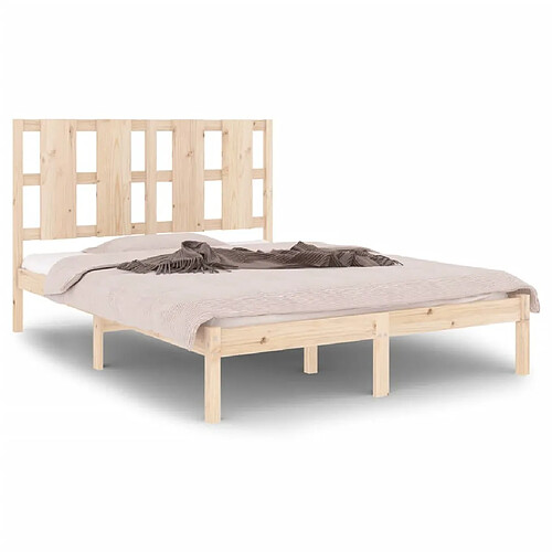 Maison Chic Lit Moderne Chambre - Cadre/structure de lit pour adulte Bois de pin massif 140x200 cm -MN46867