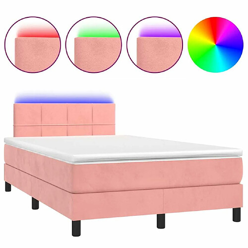 Maison Chic Lit adulte- Lit + matelas,Sommier à lattes de lit avec matelas et LED Rose 120x200 cm -GKD59703