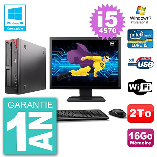 PC Fujitsu Esprimo E520 Ecran 19" i5-4570 RAM 16Go 2To Graveur DVD Wifi W7 · Occasion