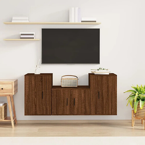 vidaXL Ensemble de meubles TV 3 pcs Chêne marron Bois d'ingénierie