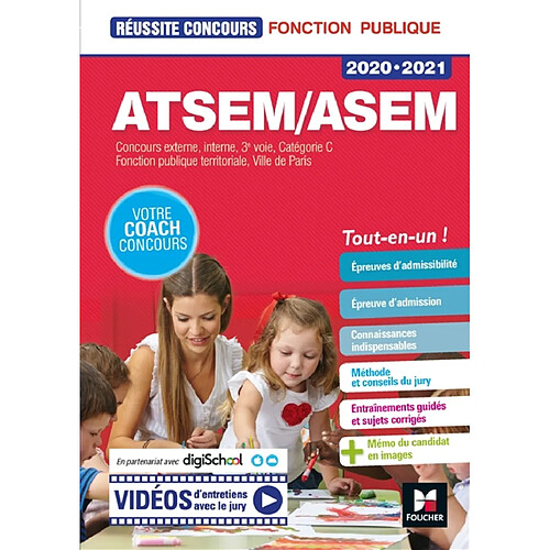 ATSEM-ASEM 2020-2021 : concours externe, interne, 3e voie, catégorie C : fonction publique territoriale, ville de Paris · Occasion