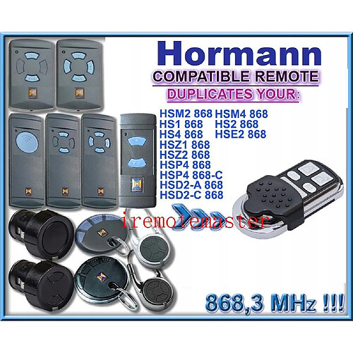 GUPBOO Télécommande Universelle de Rechange 2018 nouveau Hormann HS1 868, HS2 868, HS4 868 compatible