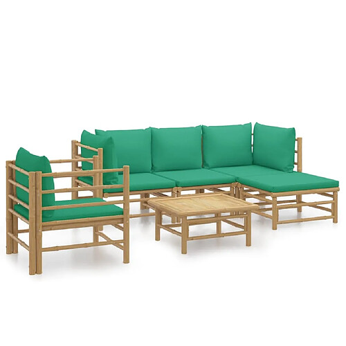 Maison Chic Salon de jardin 6 pcs + coussins - Mobilier/Meubles de jardin - Table et chaises d'extérieur vert bambou -MN20977