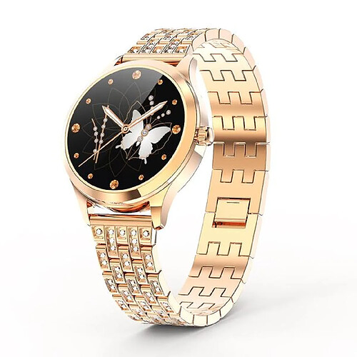 Universal Smartwatch Femme IP68 Imperméable Bricolage Montre Visage 2.5D Écran Rond Fréquence Cardiaque Smartwatch pour Femme Cadeau pour Femme | Smartwatches (Or)