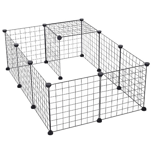 Pawhut Cage parc enclos pour animaux domestiques L 106 x l 73 x H 36 cm bords arrondis fil métallique noir 55