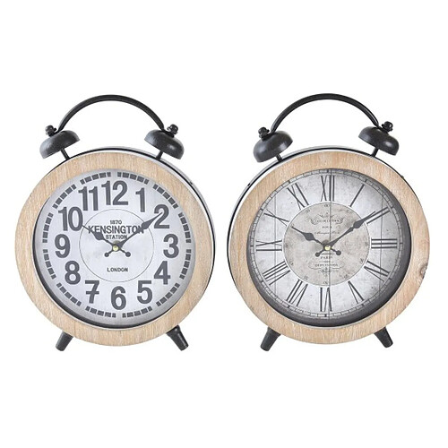 Look & Feel Horloge de table DKD Home Decor Naturel MDF Blanc Fer (25,8 x 8 x 32 cm) (2 Unités)