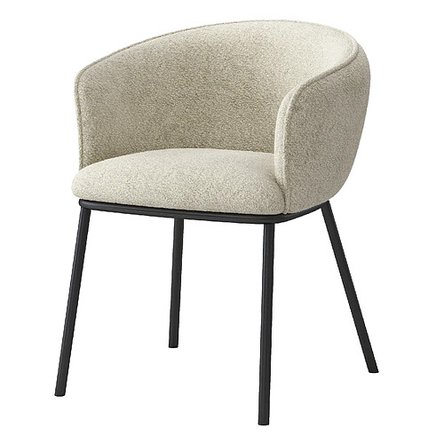 Moloo ALVIN-Fauteuil de table en tissu Bouclé Lin et métal noir