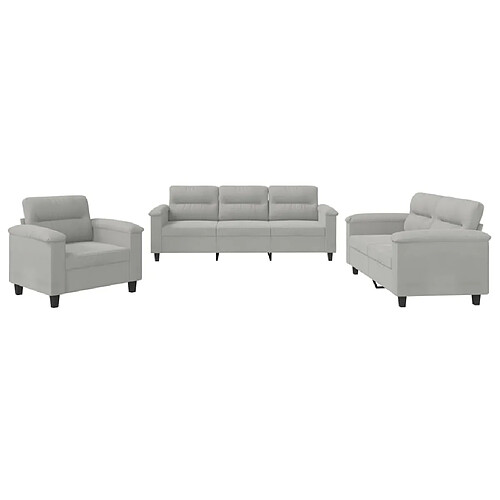 Maison Chic Ensemble de canapés 3 pcs coussins, Canapé droit Sofa pour Salon gris clair tissu microfibre -GKD327563