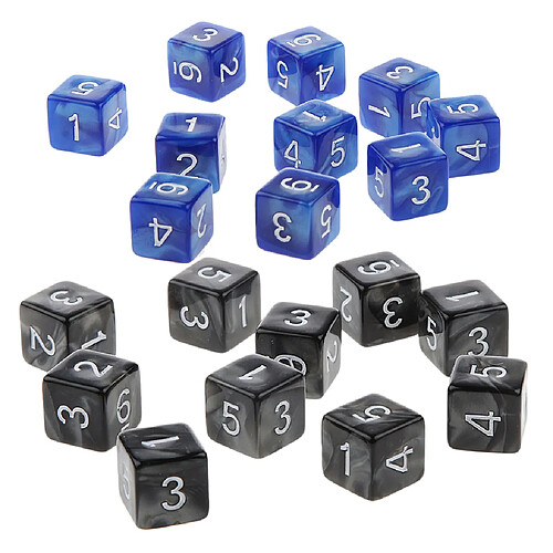 20 pièces six faces dés d6 pour jouer à d u0026 d rpg party game noir et bleu