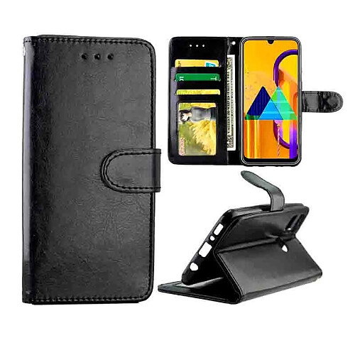 Wewoo Housse Coque Pour Galaxy M30s Crazy Horse Texture de protection en cuir à rabat horizontal avec support et fentes cartes et portefeuille et cadre photo noir