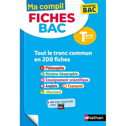 Ma compil fiches bac terminale : tout le tronc commun en 200 fiches · Occasion