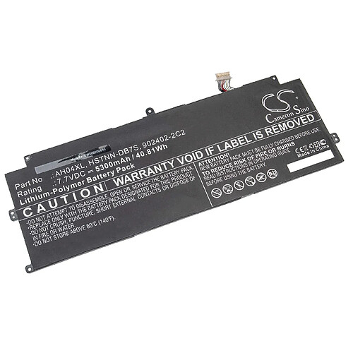 vhbw batterie compatible avec HP Spectre x2 Detachable, x2 Detachable 12, x2 Detachable 12t laptop (5300mAh, 7.7V, Li-Polymère, noir)