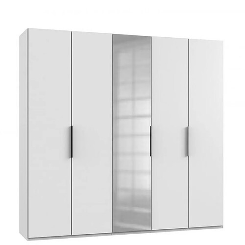 Inside 75 Armoire de rangement LISBETH 4 portes blanc 1 miroir 250 x 236 cm hauteur