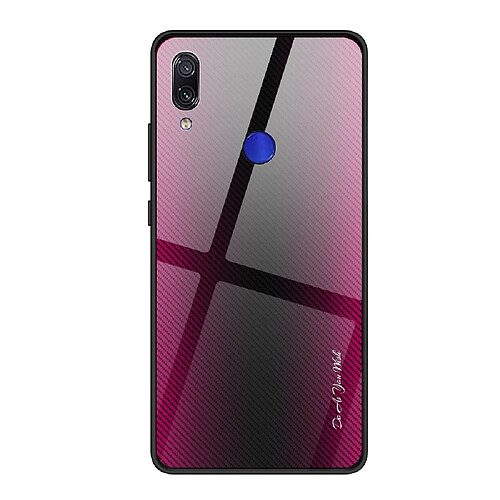 Wewoo Coque Pour Xiaomi Redmi Note 7 étui de protection en verre dégradé de texture rose rouge