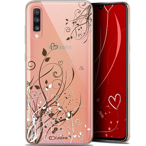 Caseink Coque Pour Samsung Galaxy A70 (6.7 ) [Gel HD Collection Love Saint Valentin Design Hearts Flowers - Souple - Ultra Fin - Imprimé en France]