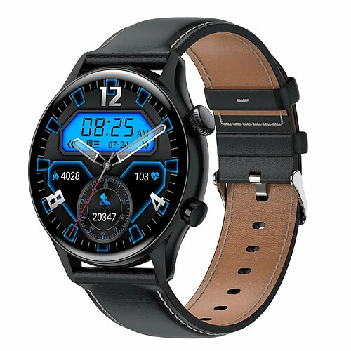 Hk8Pro Nfc Smart Watch Synchronisé Bluetooth Appels Sports Musique Smartwatch Ceinture En Cuir Noir