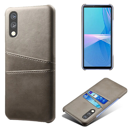 Coque en TPU + PU anti-rayures, avec deux porte-cartes gris pour votre Sony Xperia Ace 2