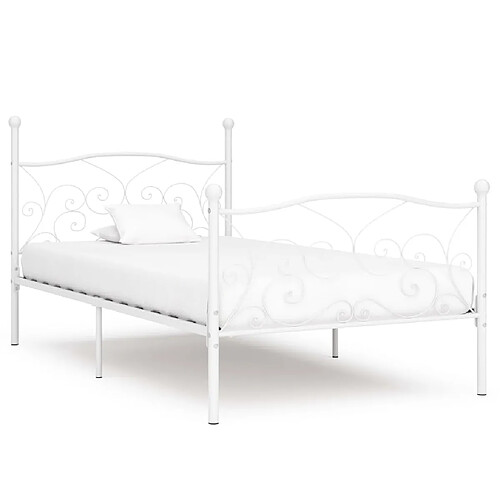 Maison Chic Lit adulte - Lit simple Cadre de lit,Structure du lit Contemporain et sommier à lattes Blanc Métal 90 x 200 cm -MN28530