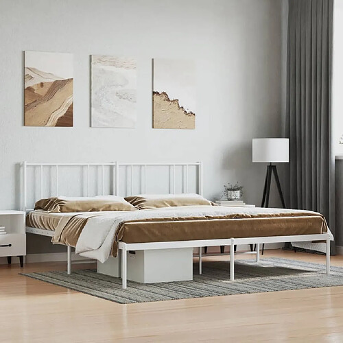 Maison Chic Lit adulte - Cadre de lit métal avec tête de lit,Structure du lit Contemporain pour chambre blanc 200x200 cm -MN97974