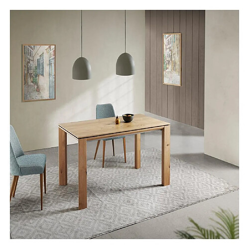 Inside 75 Table repas extensible ECO 12 couverts 200/270x100 cm pieds bois plateau chêne noueux