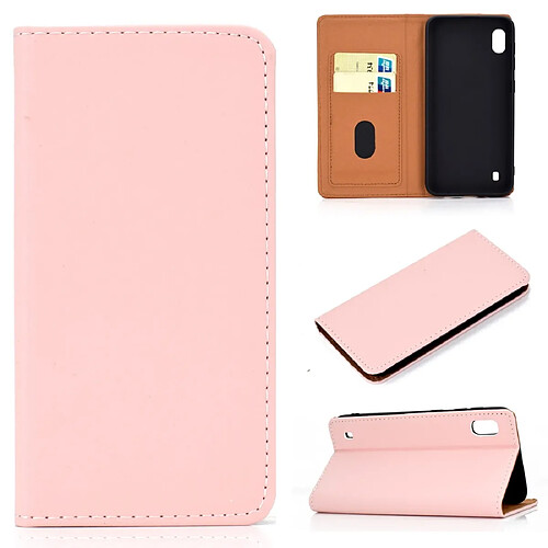 Wewoo Housse Coque Etui en cuir avec rabat horizontal pour Samsung Galaxy A10couleur unieavec fente carte et support Rose