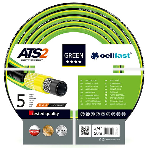 Perel Cellfast Tuyau d'arrosage ATS2 3/4" 50 m Vert