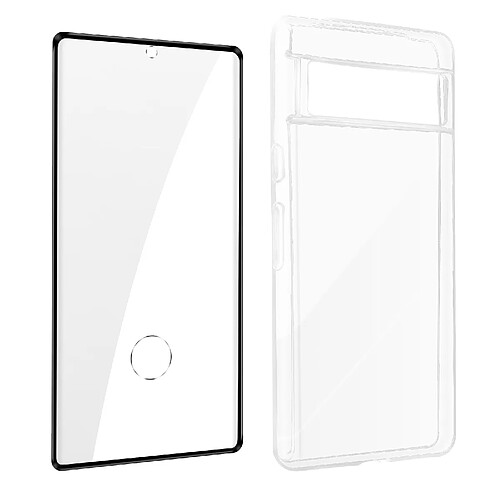 Avizar Coque pour Google Pixel 7 Pro Silicone Gel et Film Verre Trempé 9H Contour noir